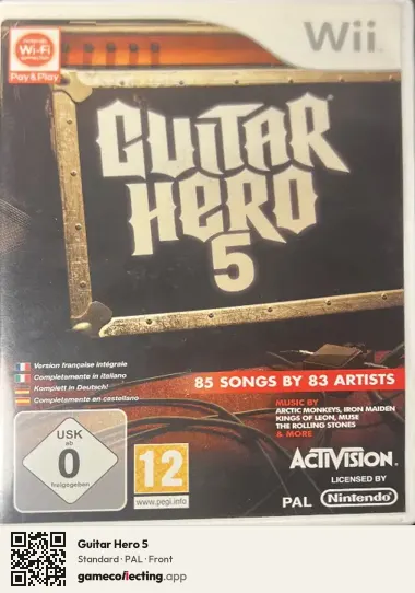 Guitar Hero 5 Nintendo Wii, PAL box front