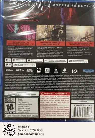 Hitman 3 PlayStation 5, NTSC box back