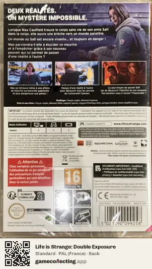 Life is Strange: Double Exposure Nintendo Switch, France box back