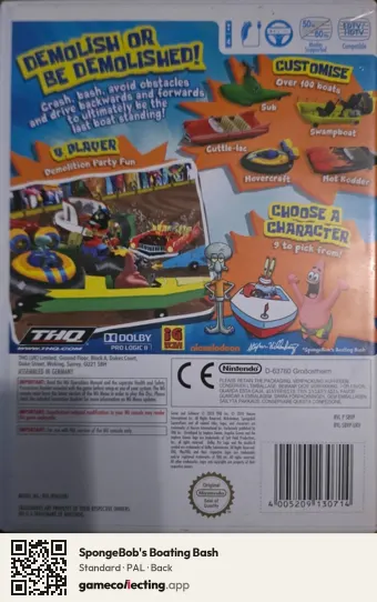 SpongeBob's Boating Bash Nintendo Wii, PAL box back