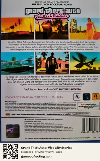 Grand Theft Auto: Vice City Stories PlayStation 2, Germany box back