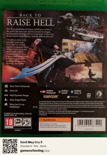 Devil May Cry 5 Xbox One, PAL box back