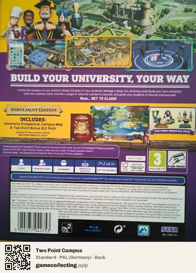Two Point Campus PlayStation 4, Germany box back