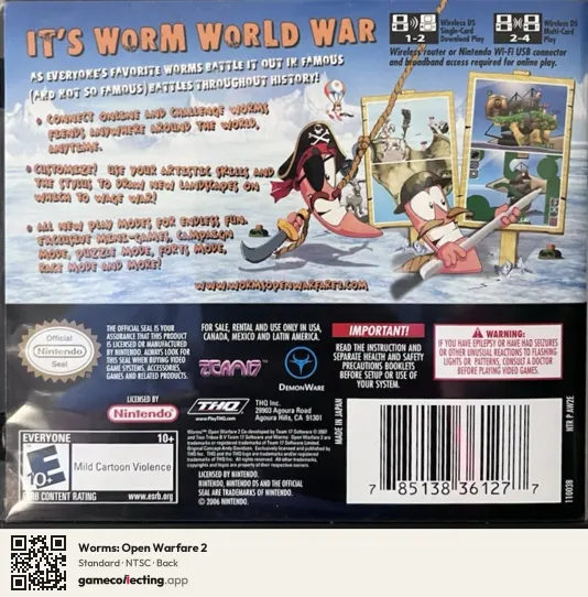 Worms: Open Warfare 2 Nintendo DS, NTSC box back