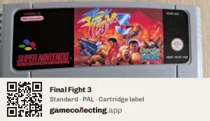 Final Fight 3 Super Nintendo Entertainment System, PAL cartridge label