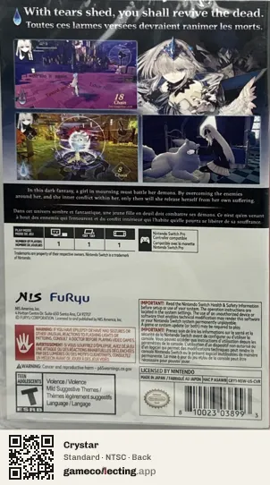 Crystar Nintendo Switch, NTSC box back
