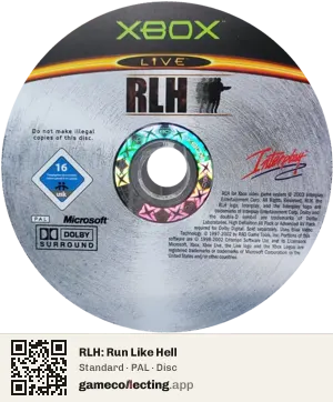 RLH: Run Like Hell Xbox, PAL disc