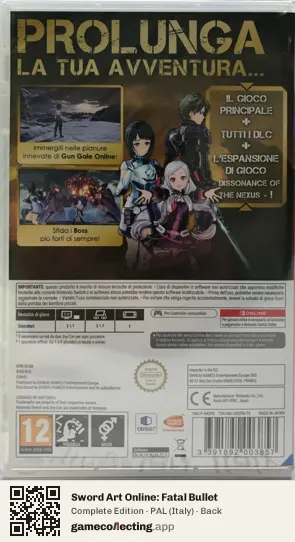 Sword Art Online: Fatal Bullet Nintendo Switch, Italy box back