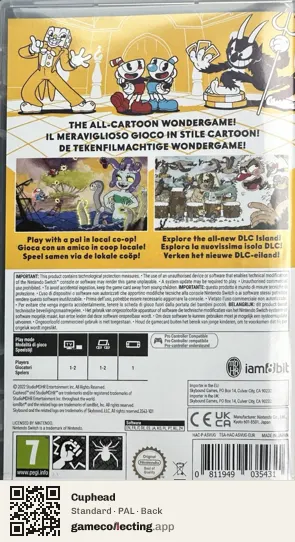 Cuphead Nintendo Switch, PAL box back
