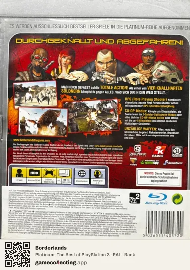 Borderlands PlayStation 3, PAL box back