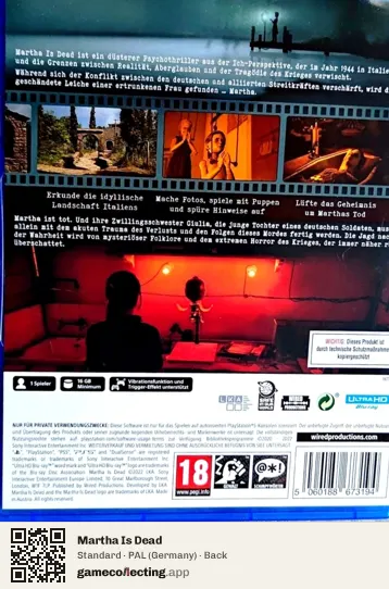 Martha Is Dead PlayStation 5, Germany box back
