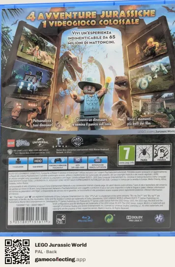 LEGO Jurassic World PlayStation 4, PAL box back