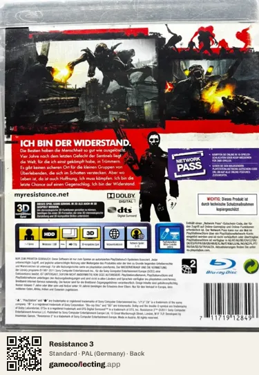 Resistance 3 PlayStation 3, Germany box back