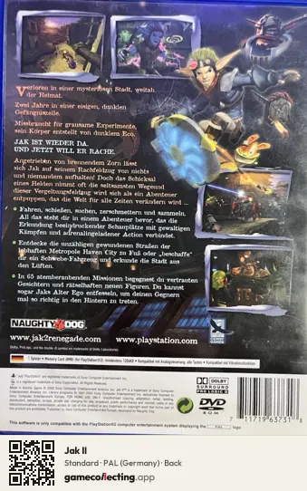 Jak II PlayStation 2, Germany box back