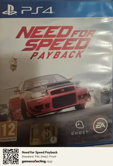 Need for Speed Payback PlayStation 4, Italy box front