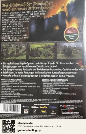 Stronghold 3 Computer, Germany box back