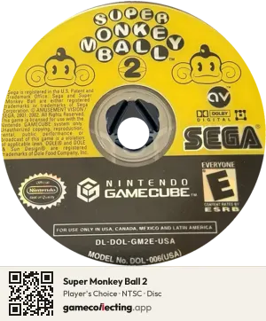 Super Monkey Ball 2 Nintendo GameCube, NTSC disc