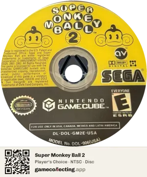 Super Monkey Ball 2 Nintendo GameCube, NTSC disc