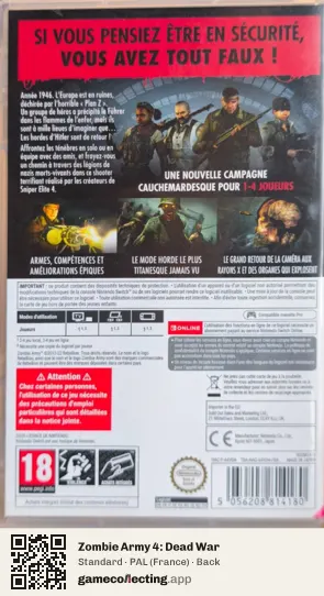 Zombie Army 4: Dead War Nintendo Switch, France box back