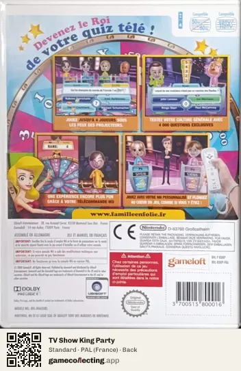 TV Show King Party Nintendo Wii, France box back