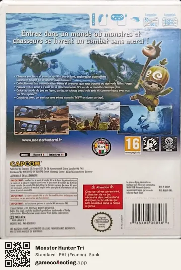 Monster Hunter Tri Nintendo Wii, France box back