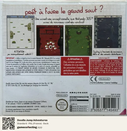 Doodle Jump Adventures Nintendo 3DS, France box back