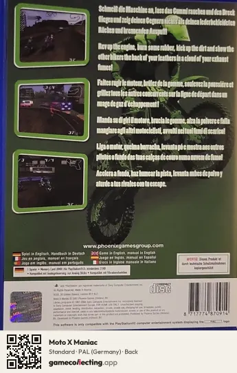 Moto X Maniac PlayStation 2, Germany box back