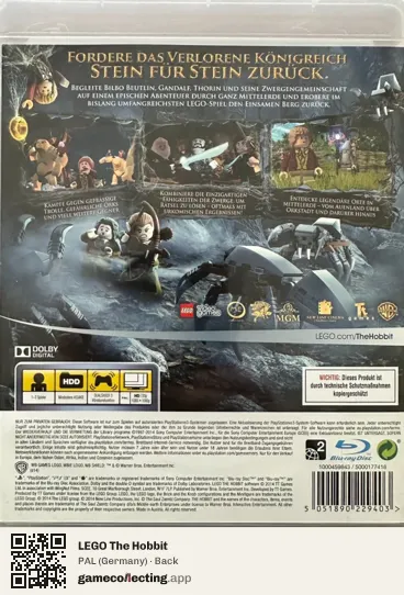 LEGO The Hobbit PlayStation 3, Germany box back