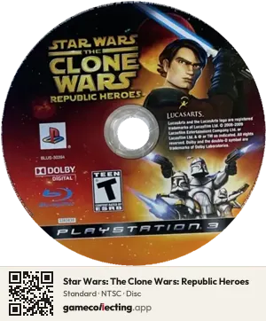 Star Wars: The Clone Wars: Republic Heroes PlayStation 3, NTSC disc