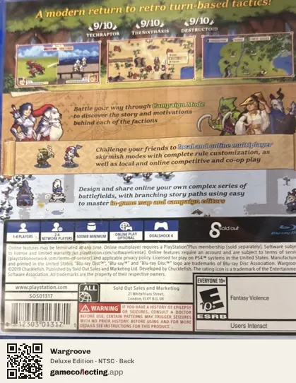 Wargroove PlayStation 4, NTSC box back