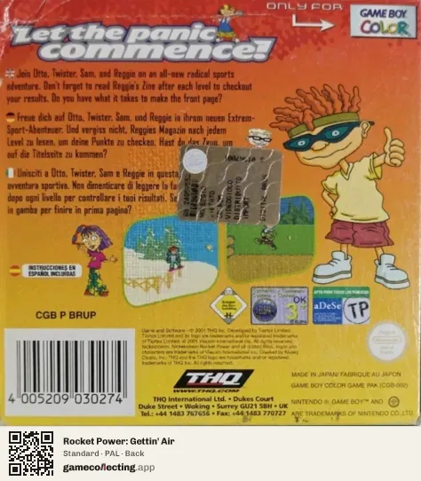 Rocket Power: Gettin' Air Game Boy Color, PAL box back
