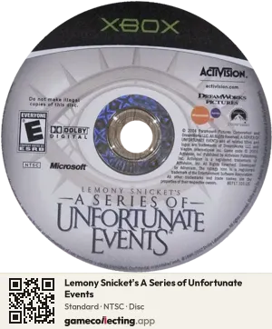 Lemony Snicket's A Series of Unfortunate Events Xbox, NTSC disc