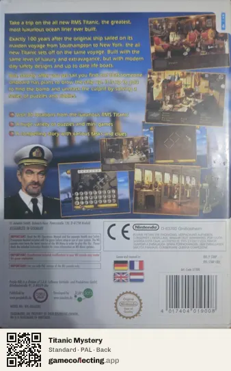 Titanic Mystery Nintendo Wii, PAL box back