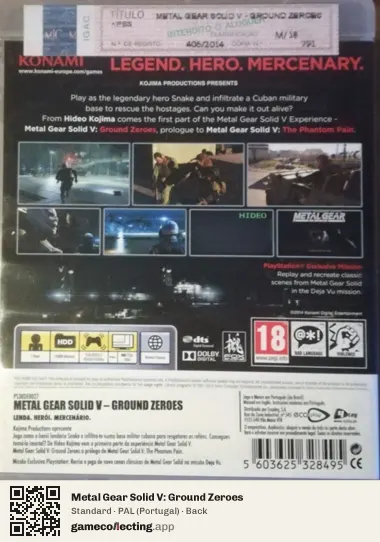 Metal Gear Solid V: Ground Zeroes PlayStation 3, Portugal box back