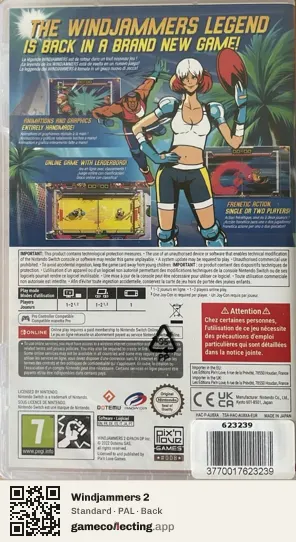 Windjammers 2 Nintendo Switch, PAL box back