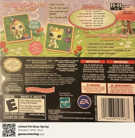 Littlest Pet Shop: Spring Nintendo DS, NTSC box back