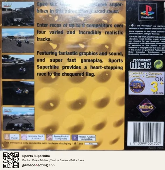 Sports Superbike PlayStation, PAL box back