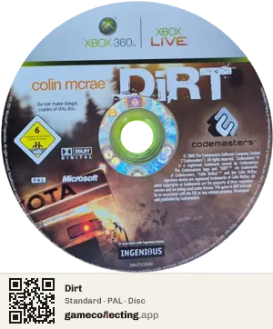 Dirt Xbox 360, PAL disc