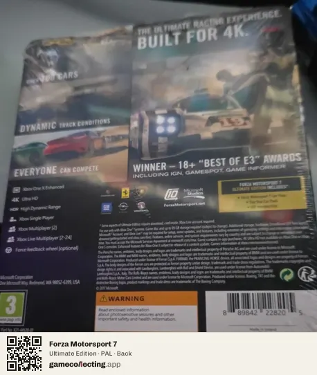 Forza Motorsport 7 Xbox One, PAL box back