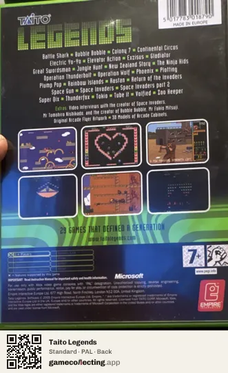 Taito Legends Xbox, PAL box back