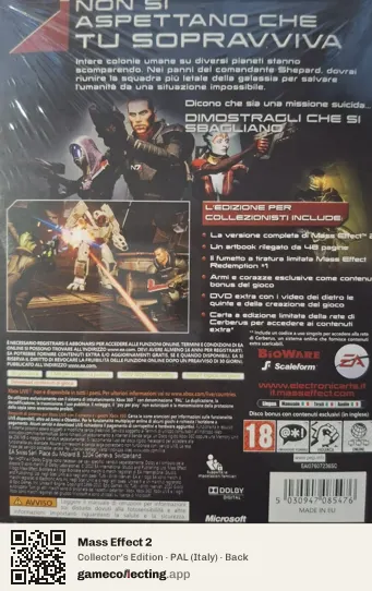 Mass Effect 2 Xbox 360, Italy box back