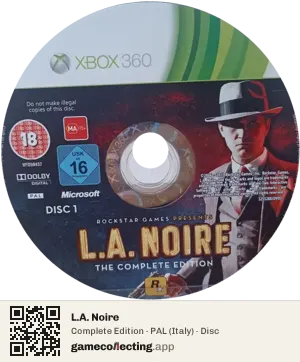 L.A. Noire Xbox 360, PAL disc