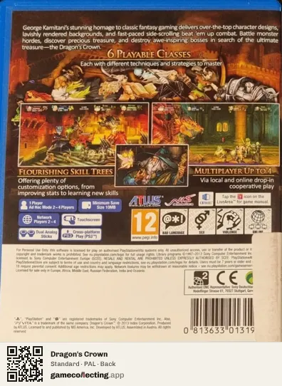 Dragon's Crown PlayStation Vita, PAL box back
