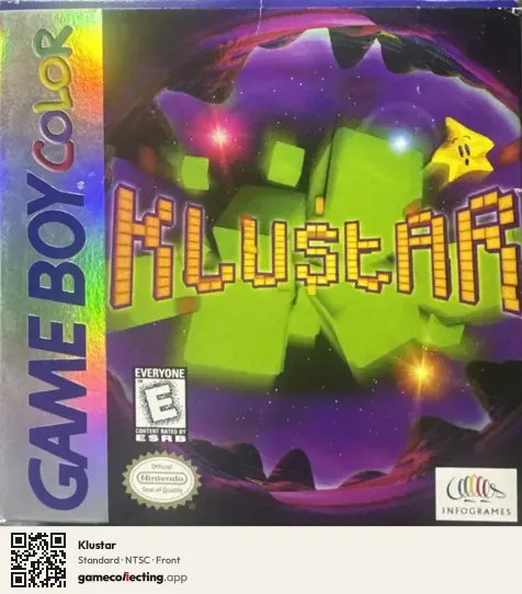 Klustar Game Boy Color, NTSC box front