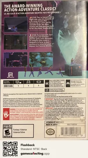 Flashback Nintendo Switch, NTSC box back