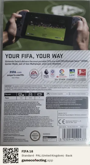 FIFA 18 Nintendo Switch, United Kingdom box back