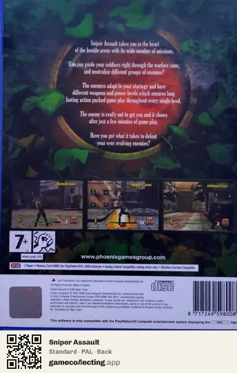 Sniper Assault PlayStation 2, PAL box back