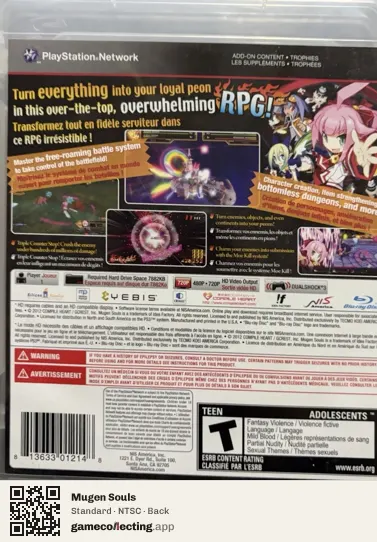 Mugen Souls PlayStation 3, NTSC box back