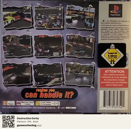 Destruction Derby PlayStation, PAL box back