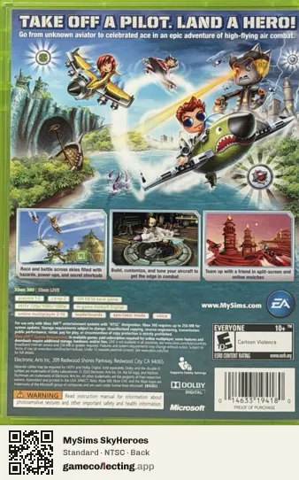 MySims SkyHeroes Xbox 360, NTSC box back